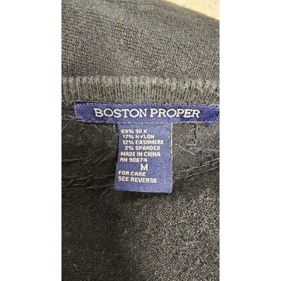 Boston Proper Cashmere Silk Blend Beaded Sweater Pullover Size M Lace Insert Y2K - Picture 5 of 7